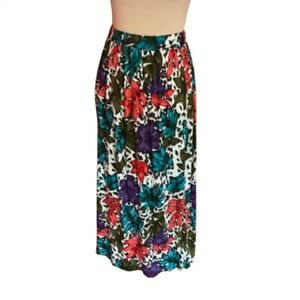 Vtg 80s bright floral maxi skirt